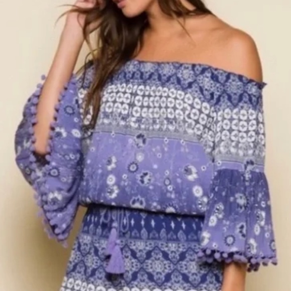 Anthropologie Raga Blue White Romper medium M - Picture 2 of 7